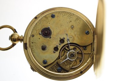 Lot 134 - Late Victorian 18ct gold open face pocket watch, W. Harris, Liverpool