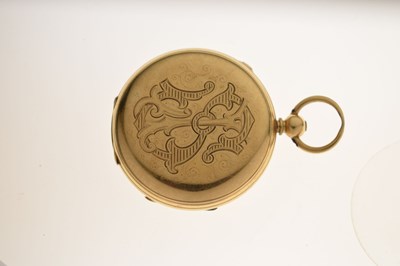 Lot 134 - Late Victorian 18ct gold open face pocket watch, W. Harris, Liverpool