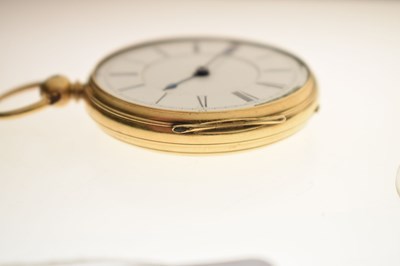 Lot 134 - Late Victorian 18ct gold open face pocket watch, W. Harris, Liverpool