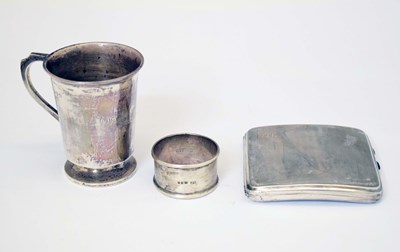 Lot 241 - George VI silver christening mug and cigarette case