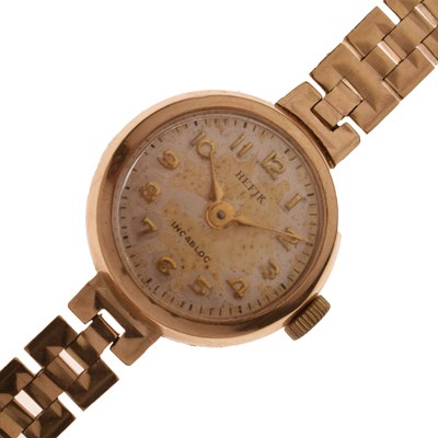 Lot 199 - Hefik- Lady's 9ct gold bracelet watch