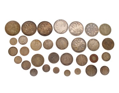 Lot 368 - Collection of GB silver coinage to include a George III silver shilling, etc