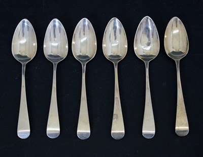 Lot 279 - Set of six George III silver grapefruit spoons
