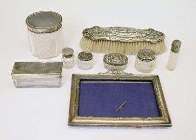 Lot 264 - Quantity of silver topped dressing table items