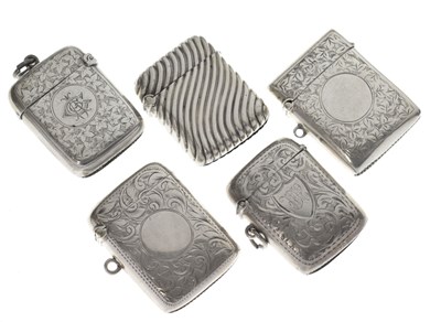 Lot 237 - Five silver vesta cases
