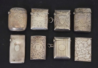 Lot 232 - Eight silver vesta cases
