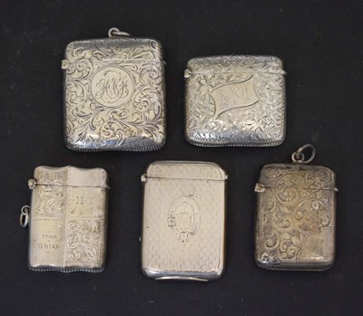 Lot 233 - Five silver vesta cases