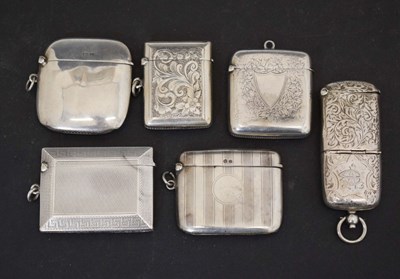 Lot 236 - Six silver vesta cases