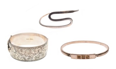 Lot 157 - Three silver bangles