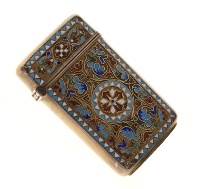 Lot 174 - Norwegian gilt white metal and enamel vesta case