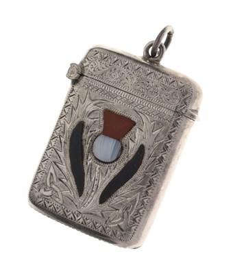 Lot 218 - Scottish Interest - George V silver and hardstone vesta case