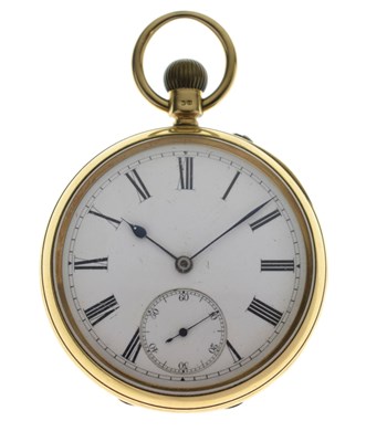 Lot 135 - Late Victorian 18ct gold cased open face pocket watch, John Adams, Coventry