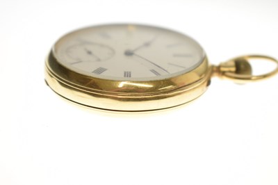 Lot 135 - Late Victorian 18ct gold cased open face pocket watch, John Adams, Coventry