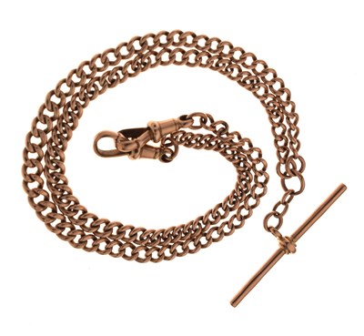 Lot 113 - 9ct rose gold curb link Albert