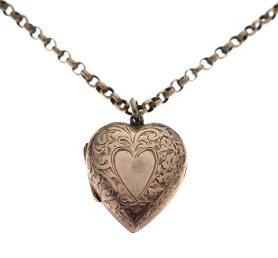 Lot 103 - Victorian/Edwardian heart-shaped locket and a belcher link chain