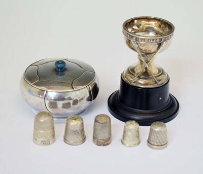 Lot 257 - Japanese silver lidded pot, etc