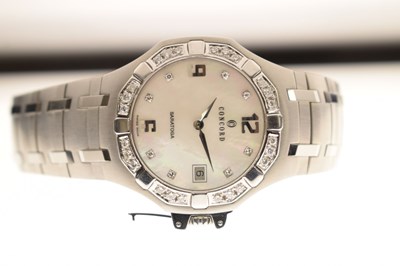 Lot 123 - Concord - Saratoga diamond-set stainless steel bracelet watch, ref. 14.C2.1894