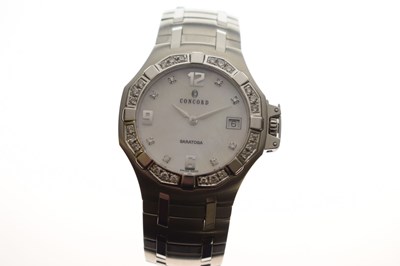 Lot 123 - Concord - Saratoga diamond-set stainless steel bracelet watch, ref. 14.C2.1894