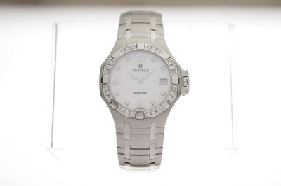Lot 123 - Concord - Saratoga diamond-set stainless steel bracelet watch, ref. 14.C2.1894