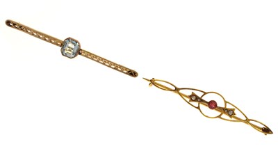 Lot 67 - Two gem-set bar brooches, each stamped '9ct'