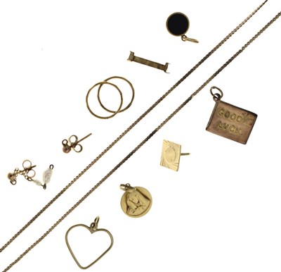 Lot 156 - Sundry 9ct gold and yellow metal jewellery
