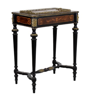 Lot 595 - Late 19th Century French ebonised and marquetry jardinière