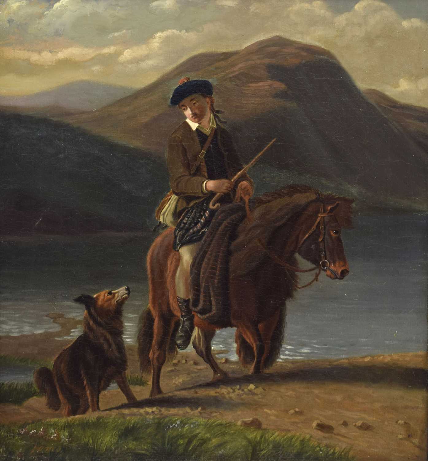 Lot 389 - Attributed to Daniel Adolphe Robert Jones (1806-1874) - Oil on canvas - Ghillie on pony