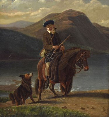Lot 389 - Attributed to Daniel Adolphe Robert Jones (1806-1874) - Oil on canvas - Ghillie on pony