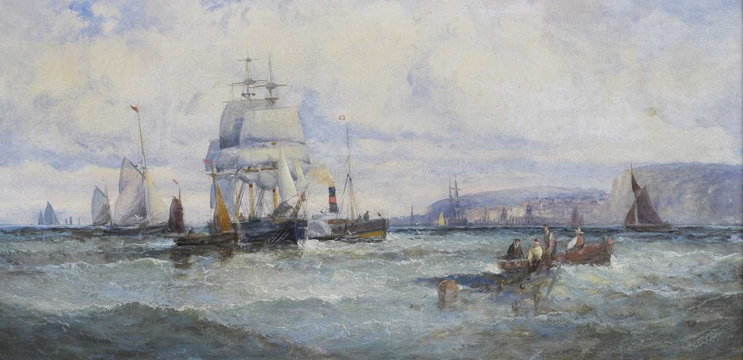 Lot 393 - Attributed to Charles Thornely (British, fl. 1858-1898) - Oil on canvas - Shipping scene