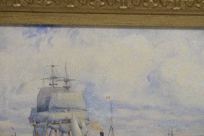 Lot 393 - Attributed to Charles Thornely (British, fl. 1858-1898) - Oil on canvas - Shipping scene