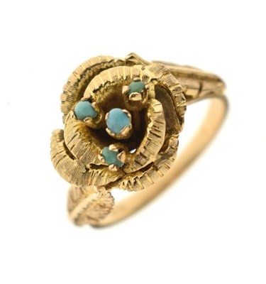 Lot 41 - Modernist yellow metal dress ring in the form of a rose