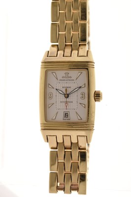 Lot 114 - Jaeger-LeCoultre - Reverso Gran' Sport 18ct gold bracelet watch, ref. 290.110.602