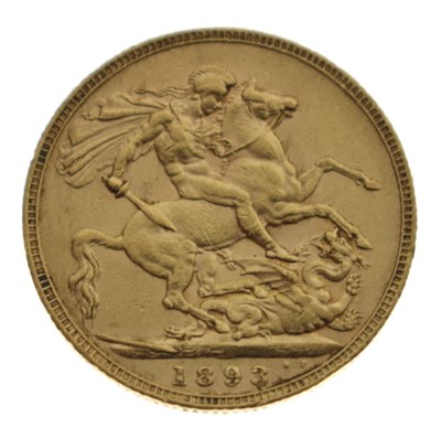 Lot 195 - Queen Victoria gold sovereign, 1893