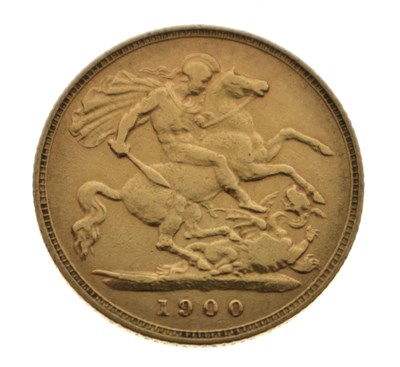 Lot 202 - Queen Victoria gold half sovereign, 1900