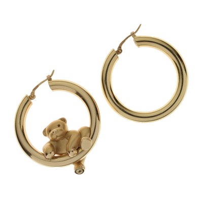Lot 172 - Pair of Charles Garnier 18ct gold hoop earrings