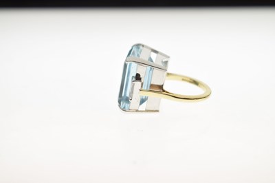 Lot 25 - Large aquamarine and diamond 18ct yellow and white gold ring