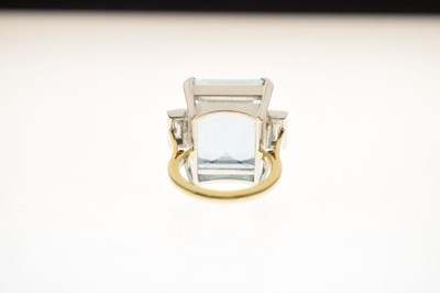 Lot 25 - Large aquamarine and diamond 18ct yellow and white gold ring