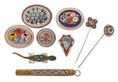 Lot 104 - A collection of nine micromosaic items