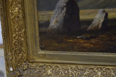 Lot 396 - Charles Grey, RHA (Irish, 1798-1892) - Oil on canvas - Ghillies sheltering on a moorland