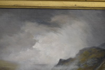 Lot 396 - Charles Grey, RHA (Irish, 1798-1892) - Oil on canvas - Ghillies sheltering on a moorland