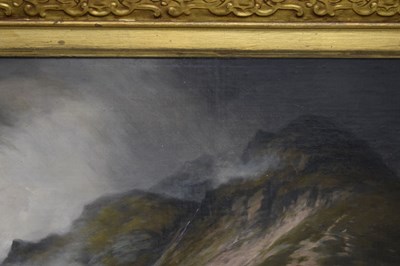 Lot 396 - Charles Grey, RHA (Irish, 1798-1892) - Oil on canvas - Ghillies sheltering on a moorland