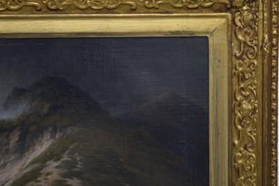 Lot 396 - Charles Grey, RHA (Irish, 1798-1892) - Oil on canvas - Ghillies sheltering on a moorland