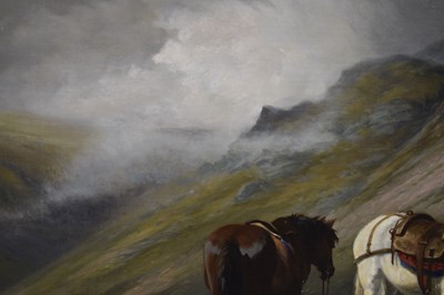 Lot 396 - Charles Grey, RHA (Irish, 1798-1892) - Oil on canvas - Ghillies sheltering on a moorland