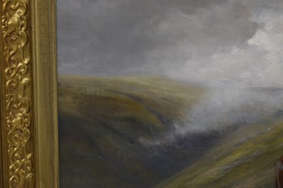 Lot 396 - Charles Grey, RHA (Irish, 1798-1892) - Oil on canvas - Ghillies sheltering on a moorland