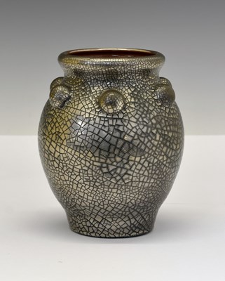 Lot 325 - Elton Ware (Clevedon) pottery vase in a platinum lustre craquelure glaze
