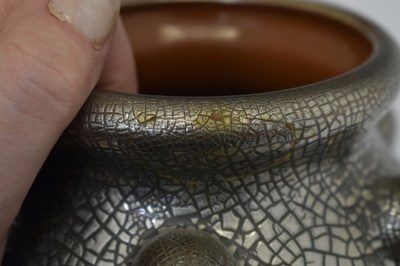 Lot 325 - Elton Ware (Clevedon) pottery vase in a platinum lustre craquelure glaze