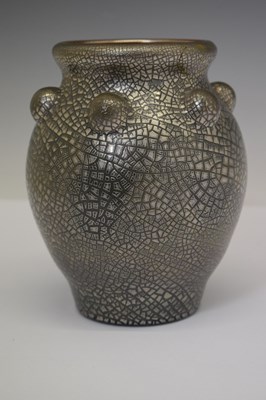 Lot 325 - Elton Ware (Clevedon) pottery vase in a platinum lustre craquelure glaze
