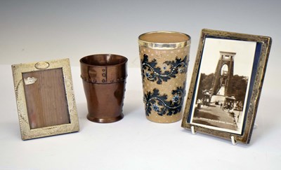 Lot 520 - Doulton Lambeth George Tinworth silver mounted beaker