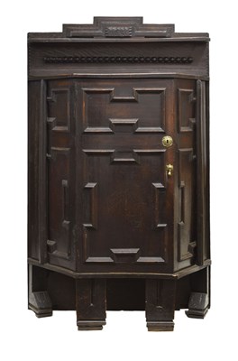 Lot 498 - Unusual late 17th century oak geometric 'credence' type cupboard