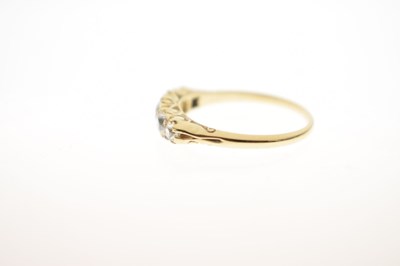 Lot 8 - Unmarked yellow metal five-stone diamond ring